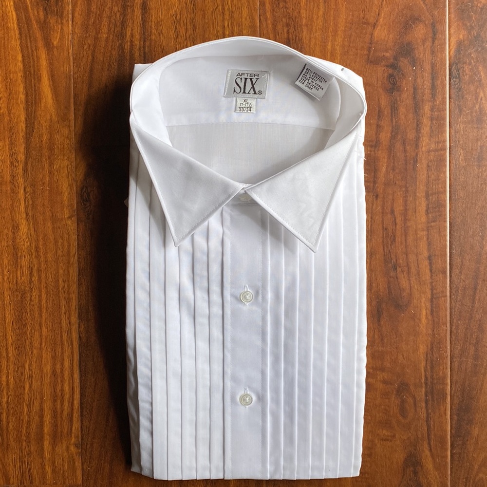 NWT tuxedo wingtip pleated white shirt by After Six for men